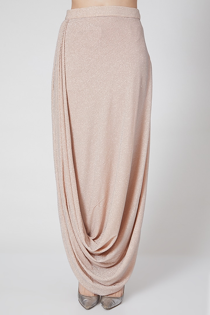 Blush Pink Draped Shimmer Skirt by Rozina at Pernia's Pop Up Shop