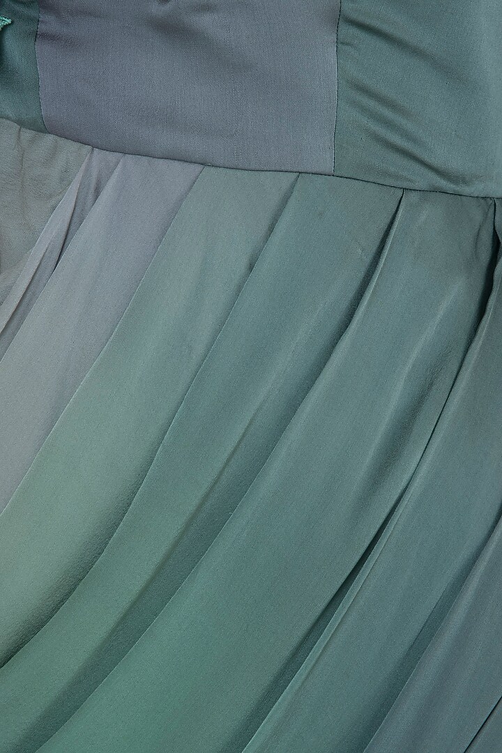 Green drape gown with embroidered jacket available only at Pernia's Pop Up Shop.