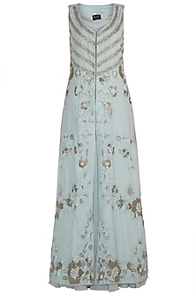Serene blue gown with embroidered jacket available only at Pernia's Pop ...