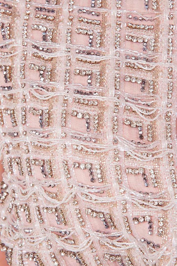 Off white and pink embroidered lehenga set available only at Pernia's Pop Up Shop.