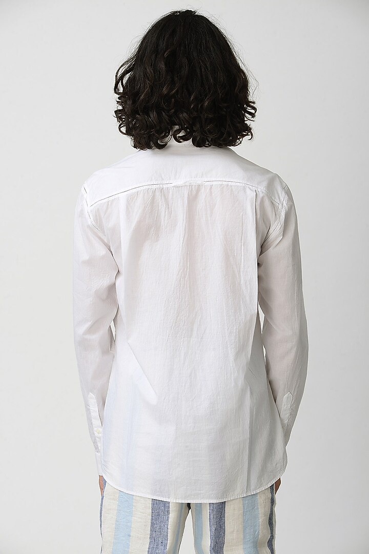 White Party Wear Shirt With Patch Pockets by Rajesh Pratap Singh Men at Pernia's Pop Up Shop
