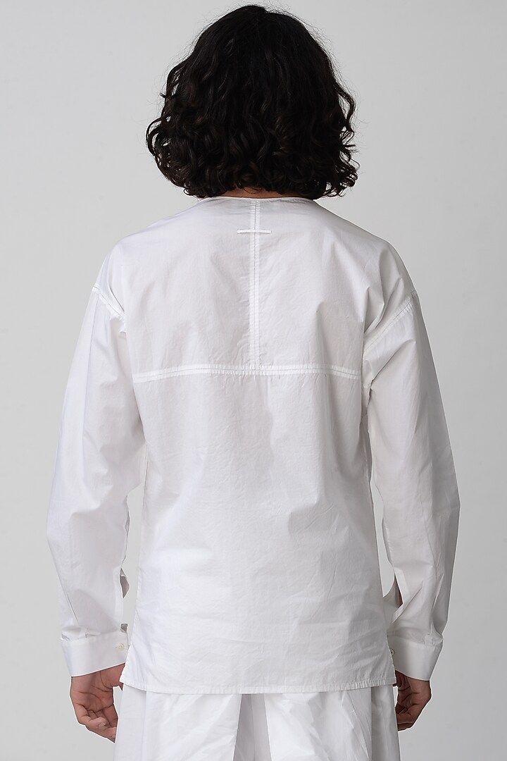 White Round Neck Party Wear Shirt by Rajesh Pratap Singh Men at Pernia's Pop Up Shop
