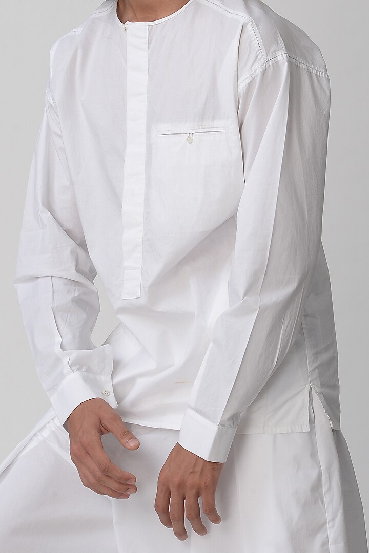 White Round Neck Party Wear Shirt by Rajesh Pratap Singh Men at Pernia's Pop Up Shop