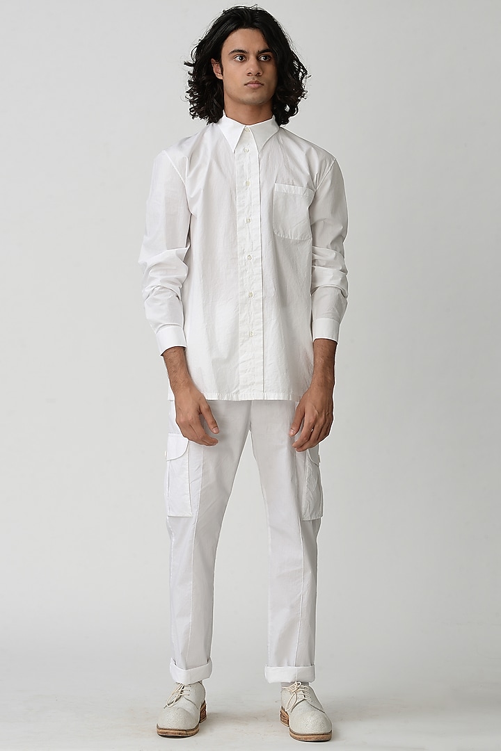 White Collared Shirt by Rajesh Pratap Singh Men