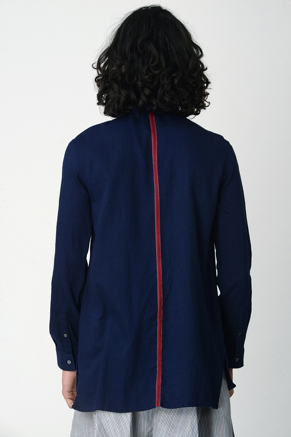 Indigo Blue Collared Shirt by Rajesh Pratap Singh Men at Pernia