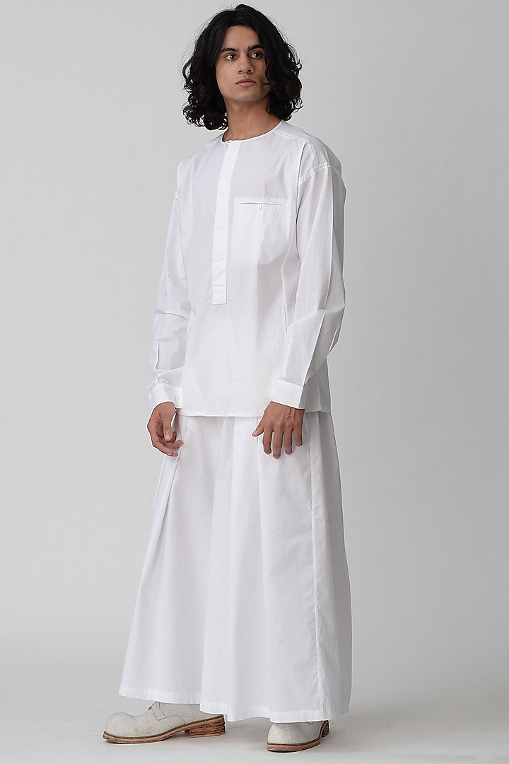 White Wide Legged Kimono Pants by Rajesh Pratap Singh Men