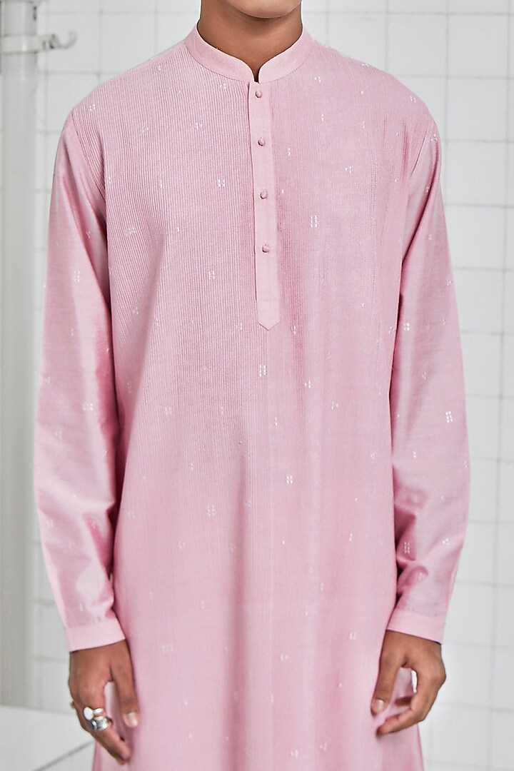 Pink Viscose Kurta by Rajesh Pratap Singh Men at Pernia's Pop Up Shop