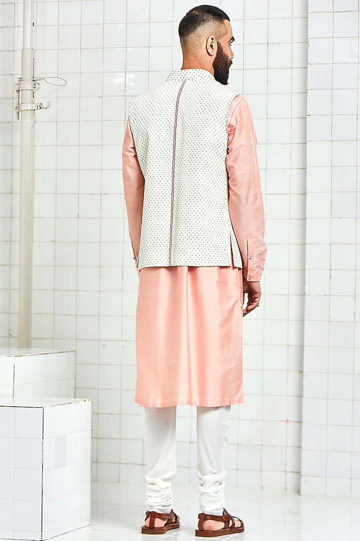 White Viscose Nehru Jacket by Rajesh Pratap Singh Men at Pernia's Pop Up Shop