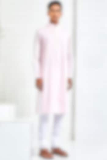 Blush Pink Pleated & Pintucked Kurta by Rajesh Pratap Singh Men at Pernia's Pop Up Shop