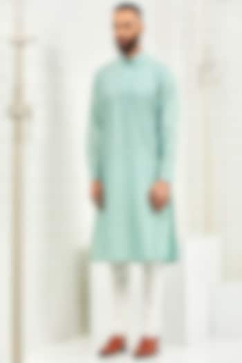 Mint Viscose Thread Embroidered Kurta by Rajesh Pratap Singh Men at Pernia's Pop Up Shop