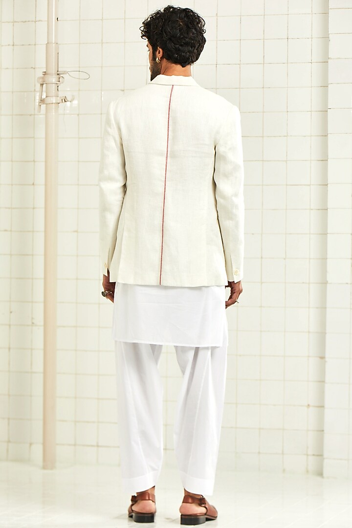 White Lapel Jacket With Patch Pocket by Rajesh Pratap Singh Men at Pernia's Pop Up Shop