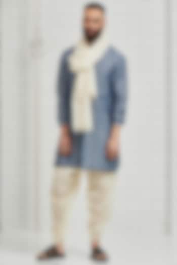 Blue Linen Tunic by Rajesh Pratap Singh Men at Pernia's Pop Up Shop