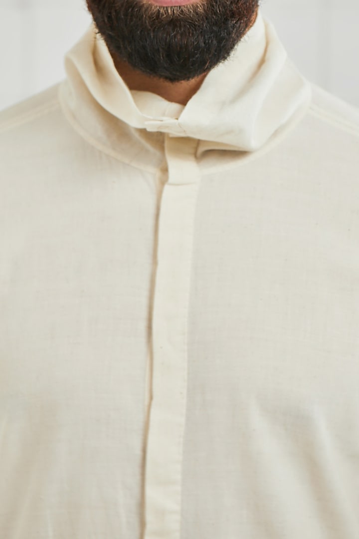 Ivory Cotton Cowl Tunic by Rajesh Pratap Singh Men at Pernia's Pop Up Shop