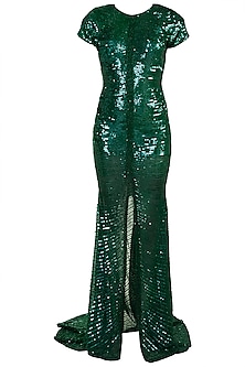 Deep Green Fishtail Embellished Gown Design by RS by Rippii Sethi at ...