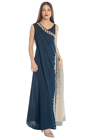 Cobalt Blue Tie & Dye Printed Jumpsuit by RS by Rippii Sethi