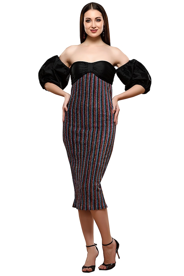 Multi Colored Striped Dress by RS by Rippii Sethi