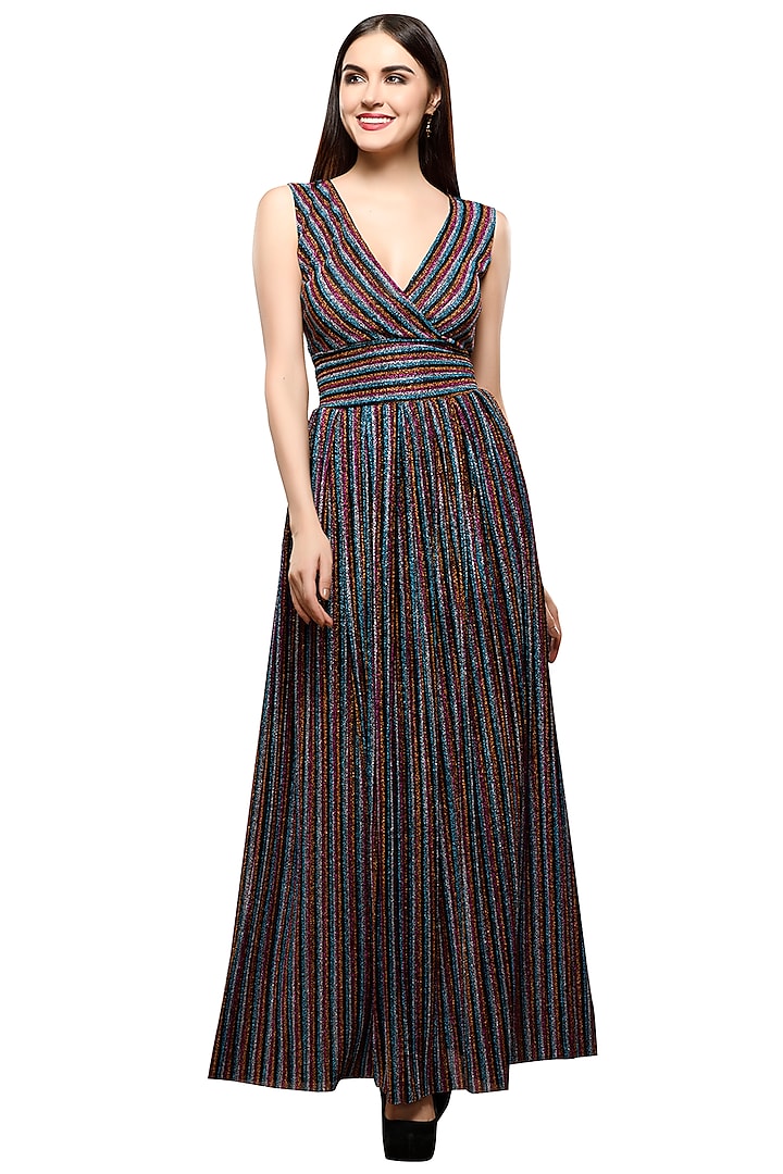 Multicolored Striped Maxi Dress by RS by Rippii Sethi at Pernia's Pop Up Shop