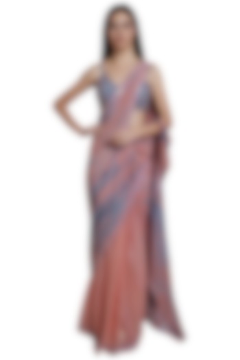 Pink Tie-Dye & Embroidered Saree Set by RS by Rippii Sethi