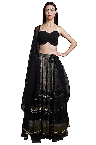 Black Embroidered Lehenga Set by RS by Rippii Sethi