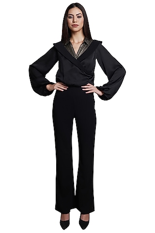 Black Metallic Embellished Jumpsuit by RS by Rippii Sethi