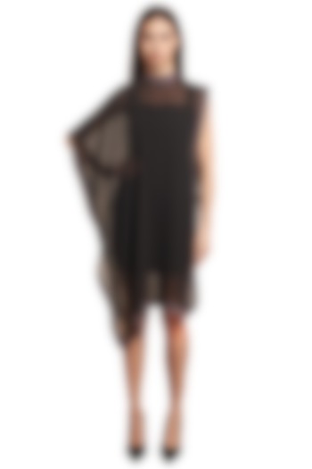 Black Bodycon Dress With Cape by RS by Rippii Sethi