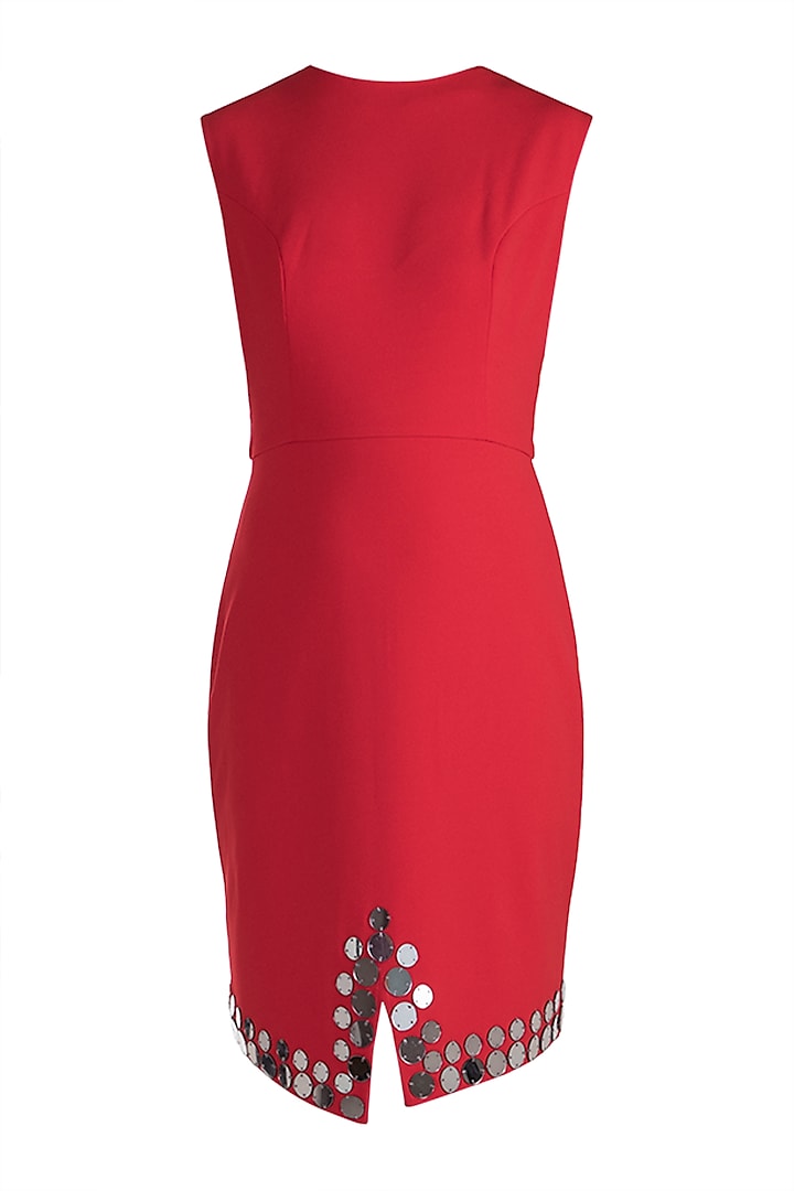 Red Embellished Solid Dress by RS by Rippii Sethi