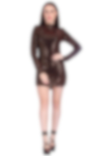 Copper Polo Neck Mini Dress by RS by Rippii Sethi