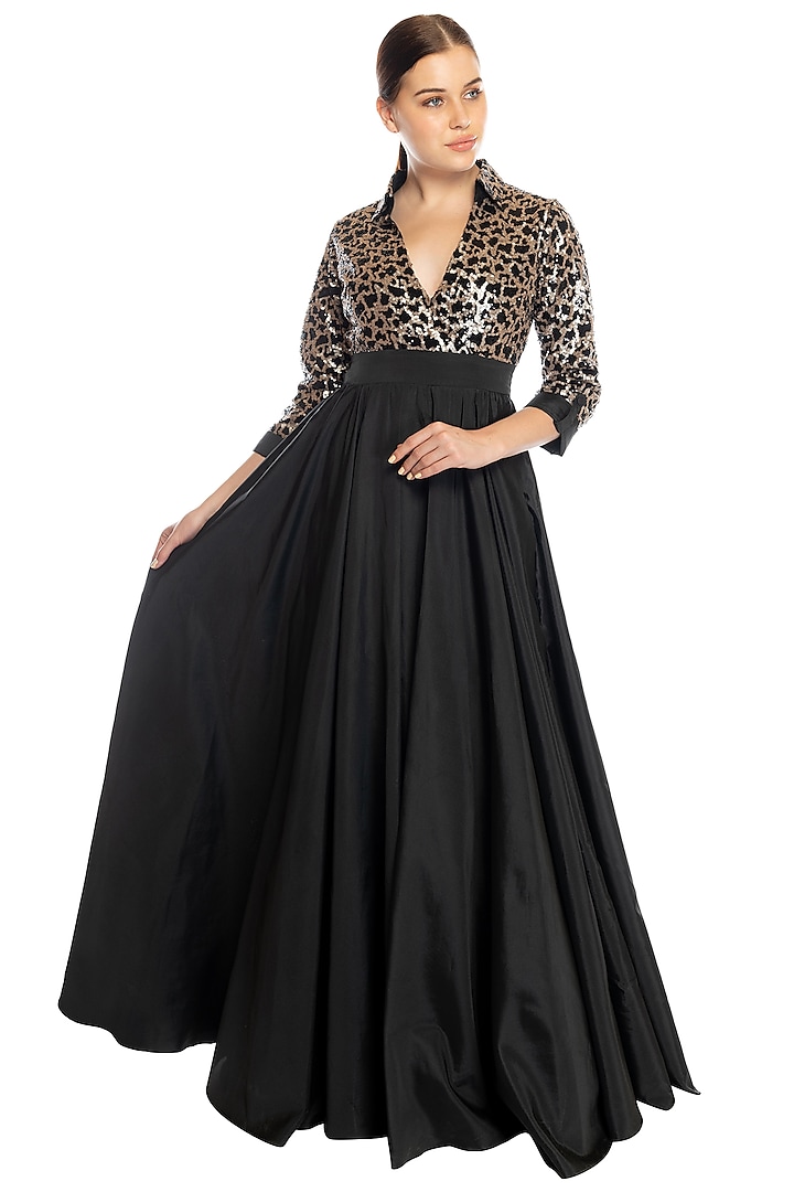 Black Evening Gown With Top by RS by Rippii Sethi