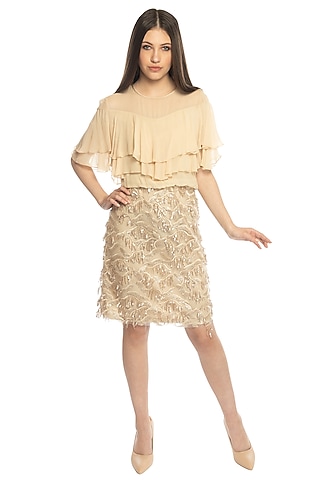 Beige Tassel Dress With Top by RS by Rippii Sethi