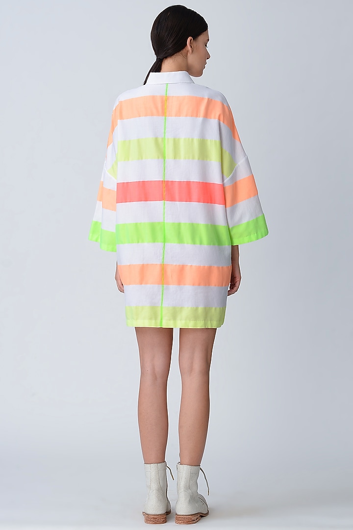 White Handloom Striped Shirt by Rajesh Pratap Singh at Pernia's Pop Up Shop