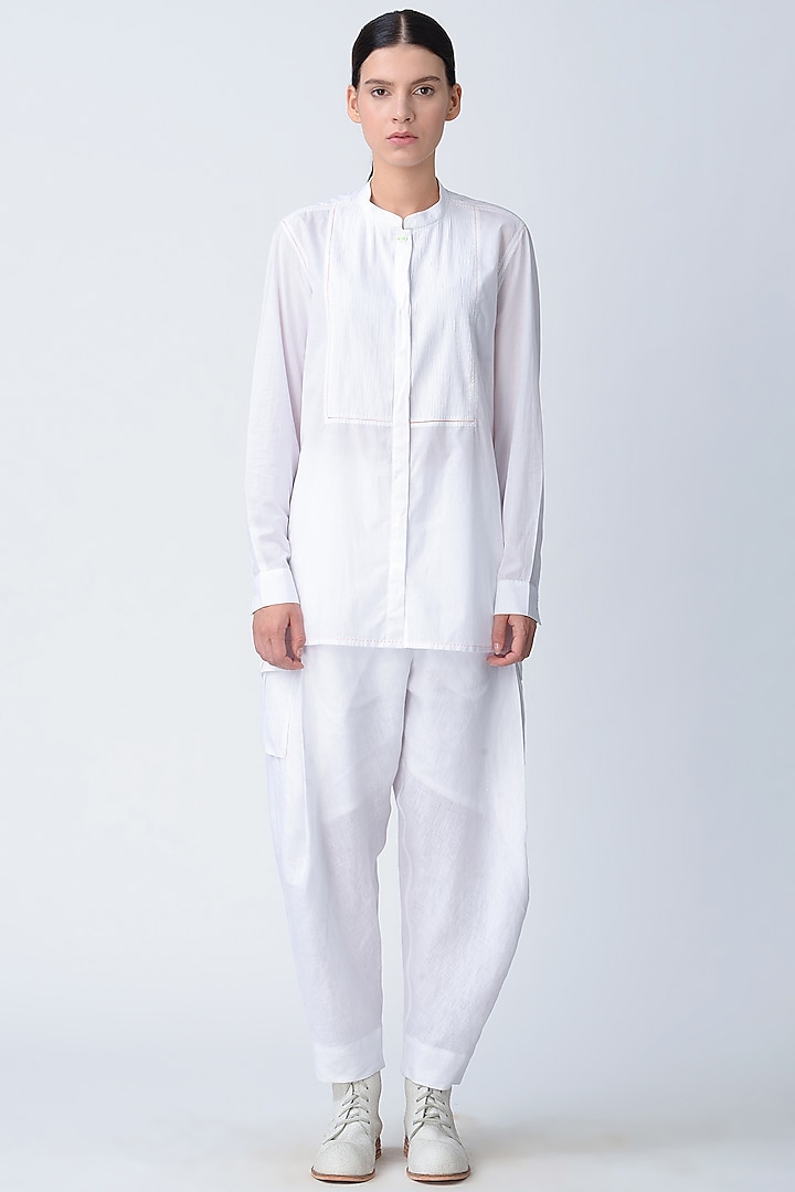 White Pintucked Shirt by Rajesh Pratap Singh