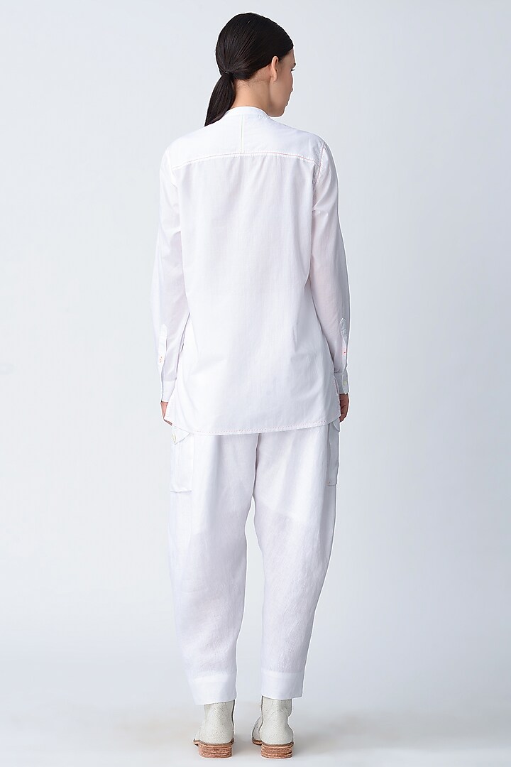 White Pintucked Shirt by Rajesh Pratap Singh at Pernia's Pop Up Shop