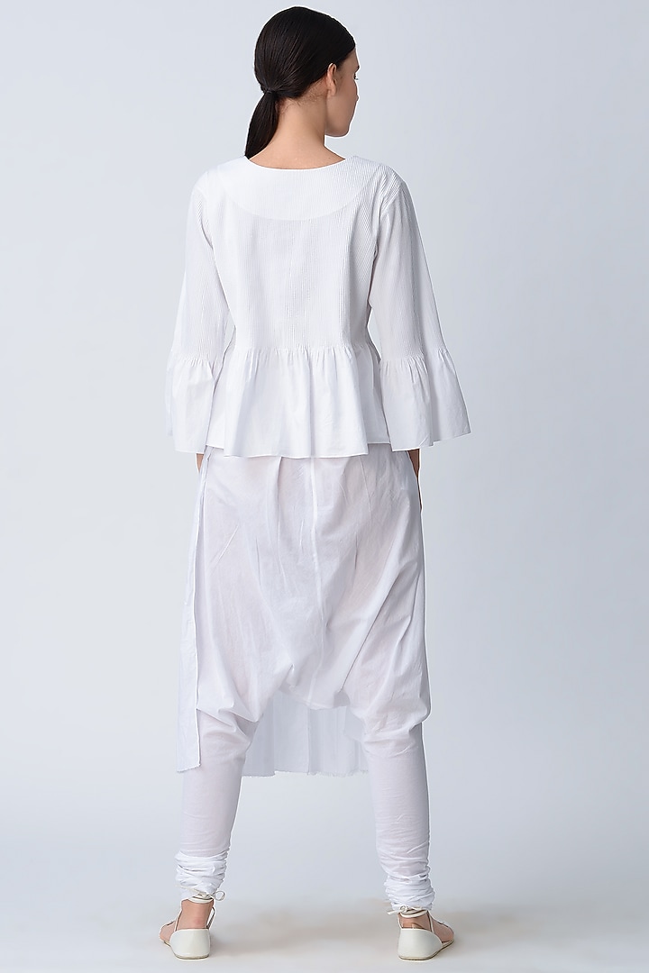 White Pleated Skirt With Inner Pants by Rajesh Pratap Singh at Pernia's Pop Up Shop