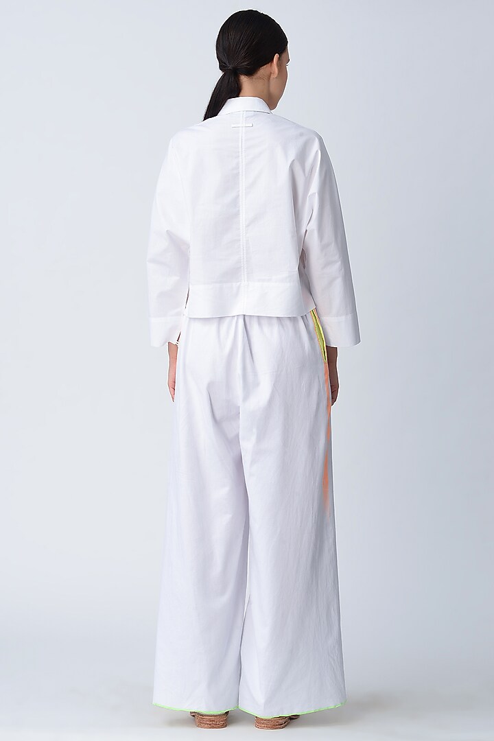 White Cotton Shirt Jacket by Rajesh Pratap Singh at Pernia's Pop Up Shop