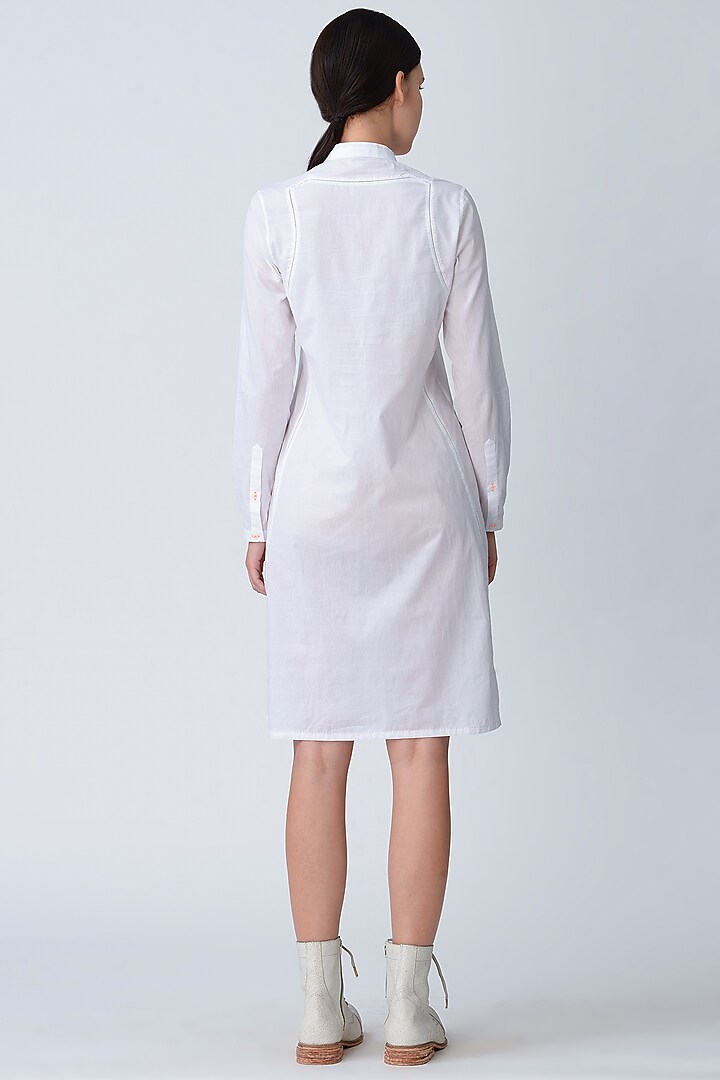 White Tunic With Fluorescent Detailing by Rajesh Pratap Singh at Pernia's Pop Up Shop