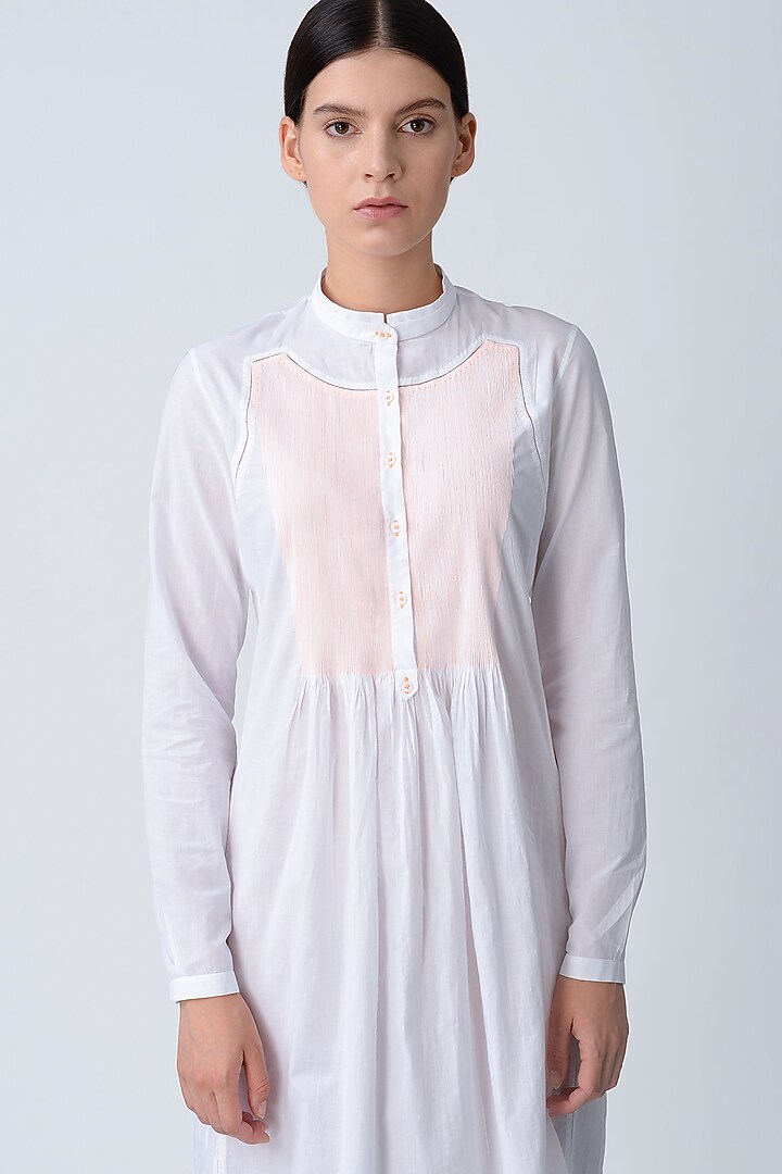 White Tunic With Fluorescent Detailing by Rajesh Pratap Singh at Pernia's Pop Up Shop