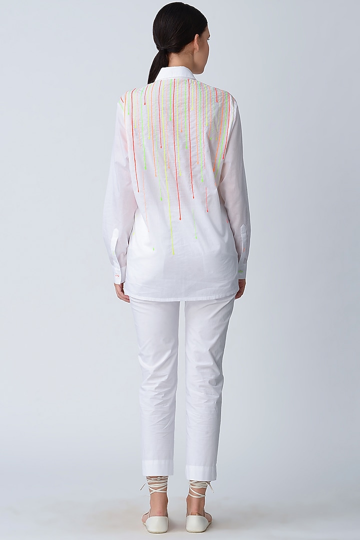 White Cotton Poplin Trousers by Rajesh Pratap Singh at Pernia's Pop Up Shop