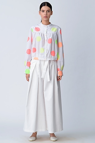 White Cotton Kimono Pants by Rajesh Pratap Singh