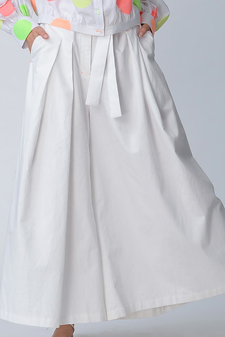 White Cotton Kimono Pants by Rajesh Pratap Singh at Pernia's Pop Up Shop