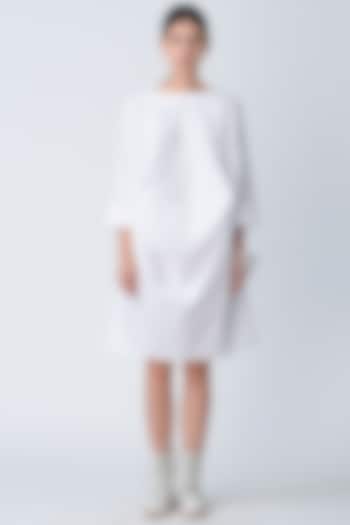 White Embroidered Anti Fit Vacation Dress by Rajesh Pratap Singh at Pernia's Pop Up Shop