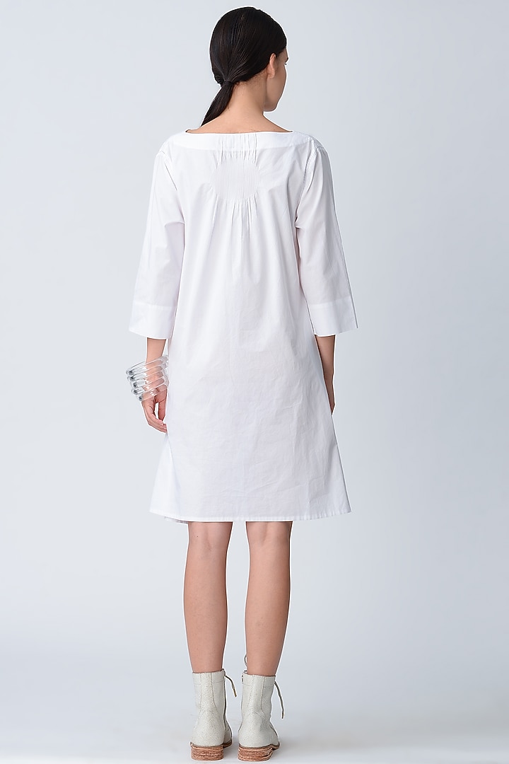 White Embroidered Anti Fit Vacation Dress by Rajesh Pratap Singh at Pernia's Pop Up Shop