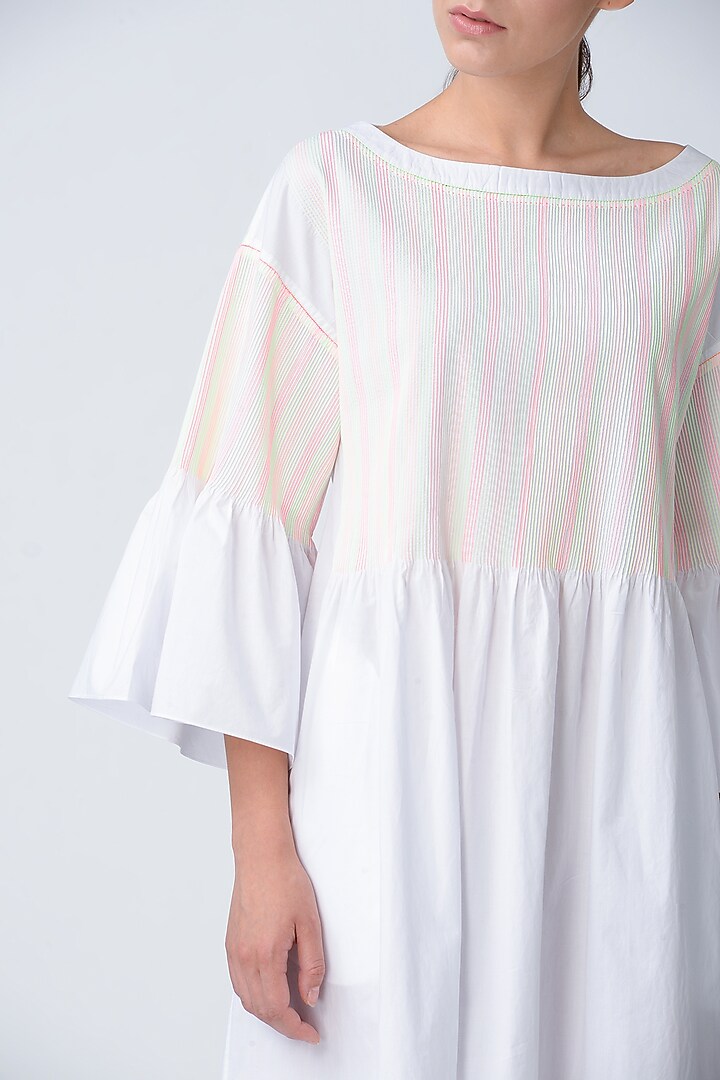 White Embroidered Vacation Dress by Rajesh Pratap Singh at Pernia's Pop Up Shop