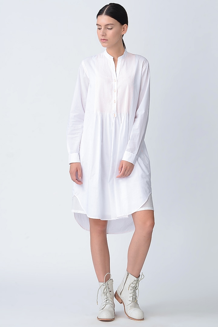 White Textured Tunic Dress by Rajesh Pratap Singh