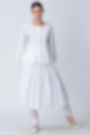 White Pleated Skirt by Rajesh Pratap Singh