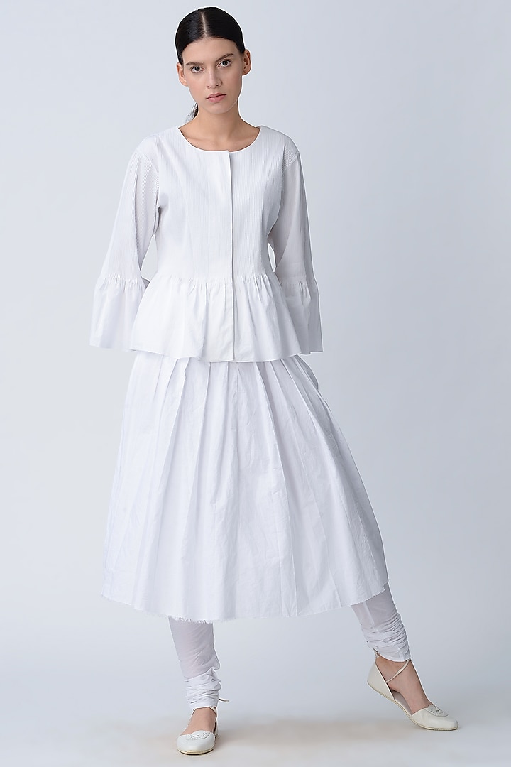 White Pleated Skirt by Rajesh Pratap Singh at Pernia's Pop Up Shop