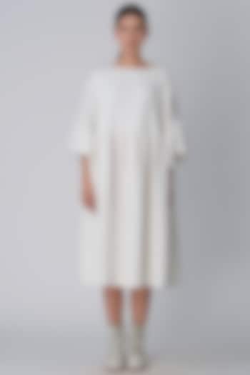 White Anti Fit Peplum Dress by Rajesh Pratap Singh