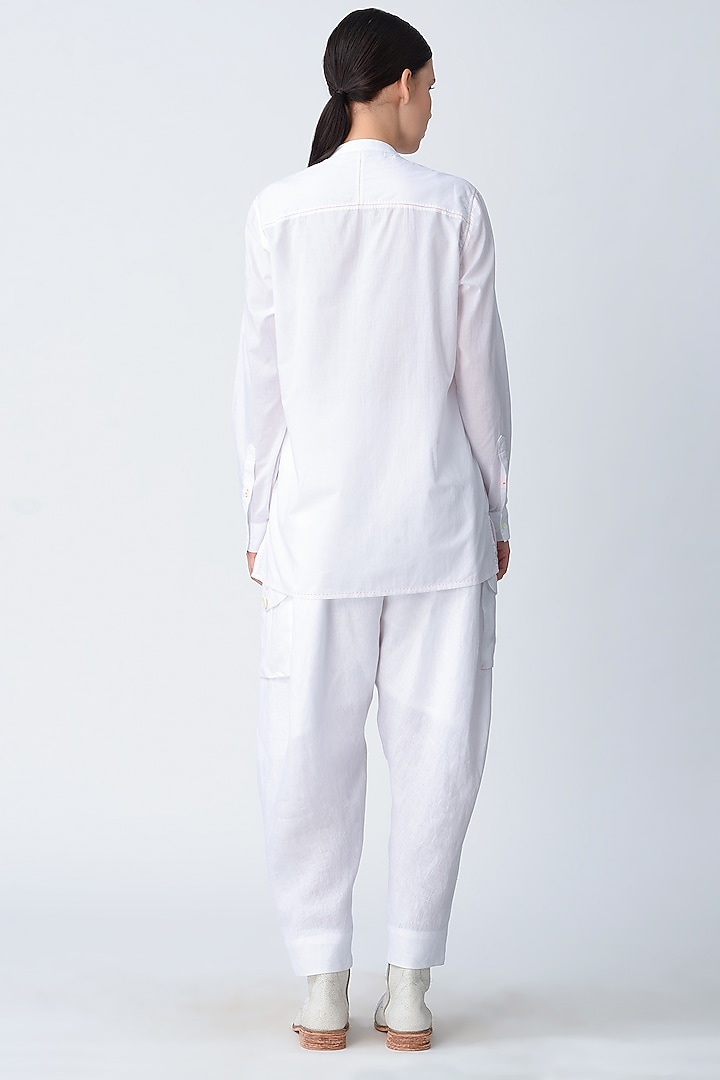 White Patch Pockets Salwar Pants by Rajesh Pratap Singh at Pernia's Pop Up Shop