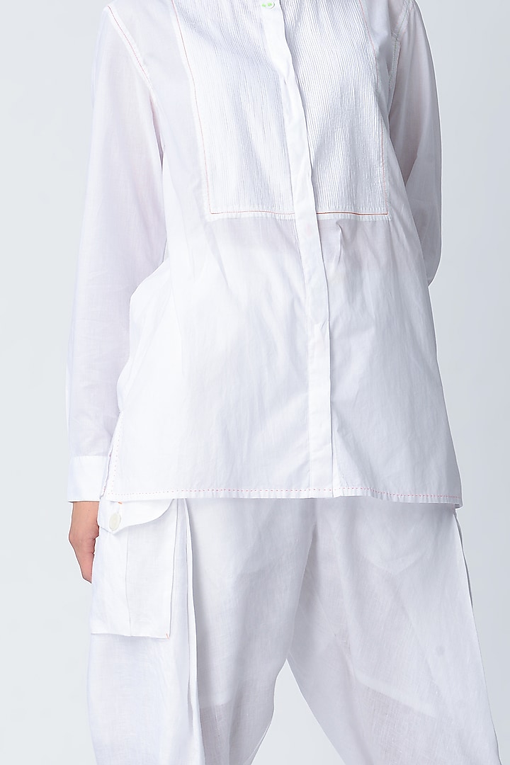 White Patch Pockets Salwar Pants by Rajesh Pratap Singh at Pernia's Pop Up Shop