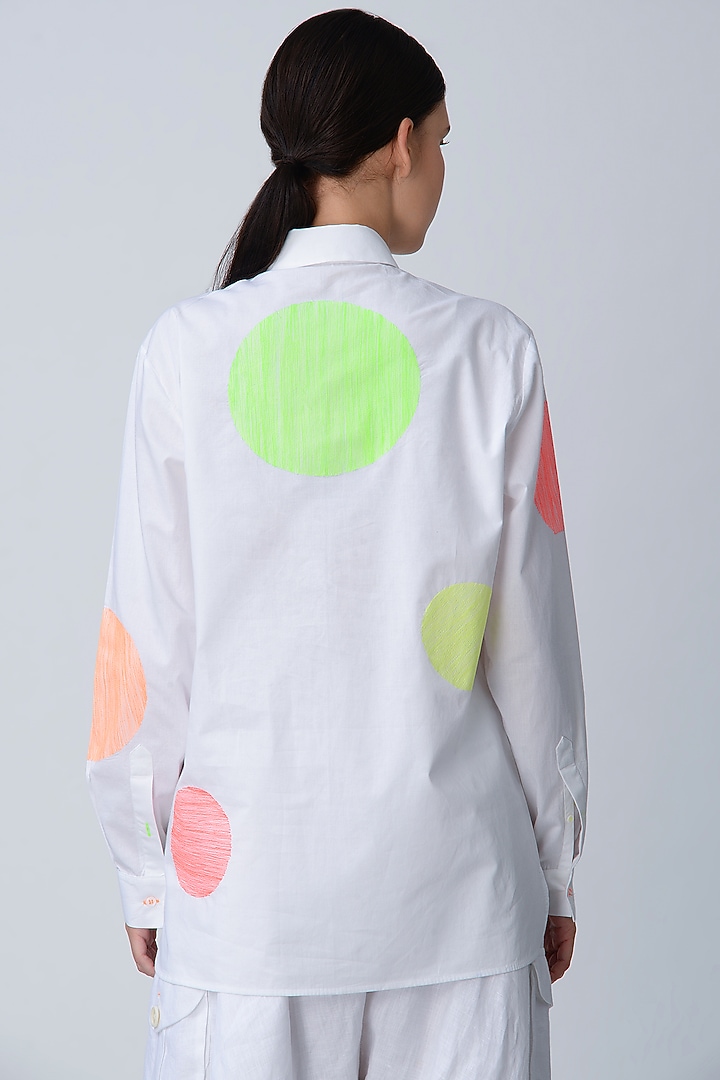 White Polka Dot Embroidered Top by Rajesh Pratap Singh at Pernia's Pop Up Shop