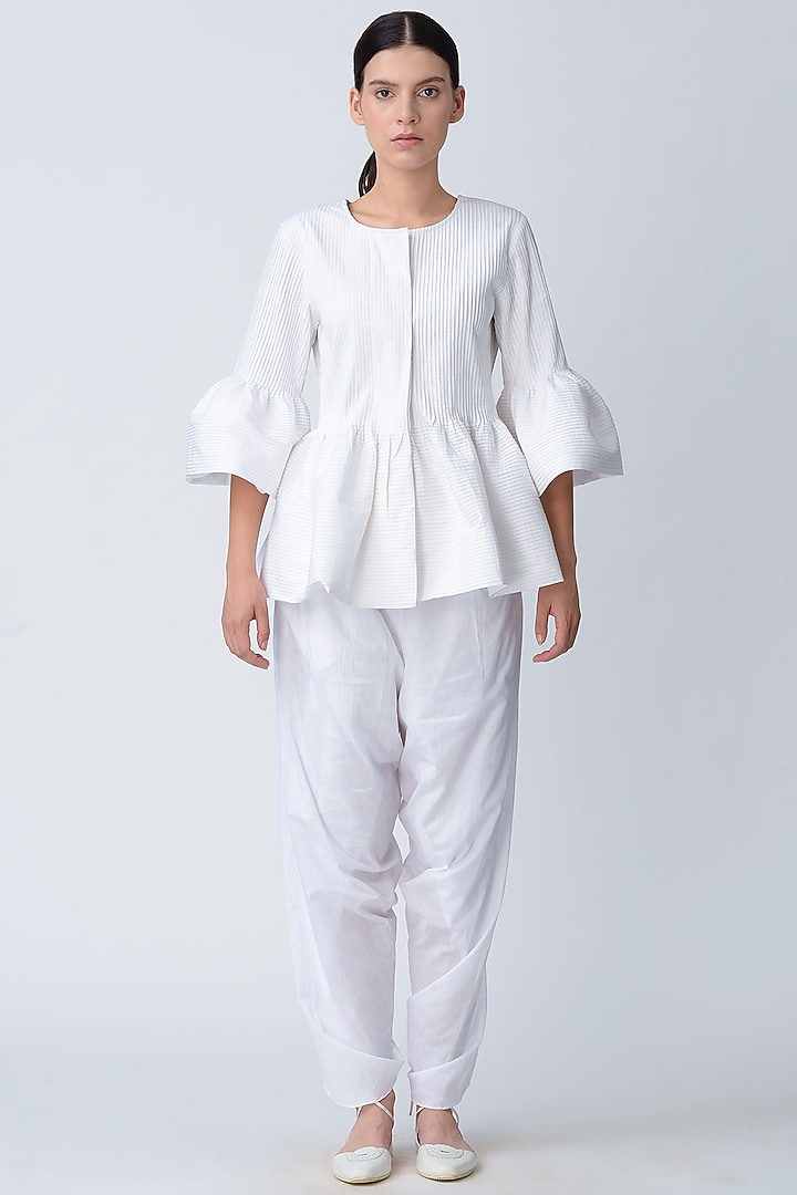 White Cotton Dhoti Pants by Rajesh Pratap Singh